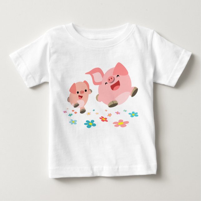 Det är Vår!!-Två Cute Tecknad Grisar Infant T-Shir T-shirt (Framsida)