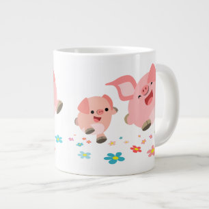 Det är Vår!-Två Cute Tecknad Grisar Jumbo Mugg
