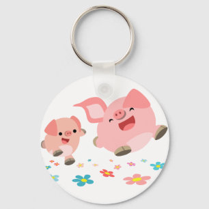 Det är Vår!!-Två Cute Tecknad Grisar Keychain Nyckelring