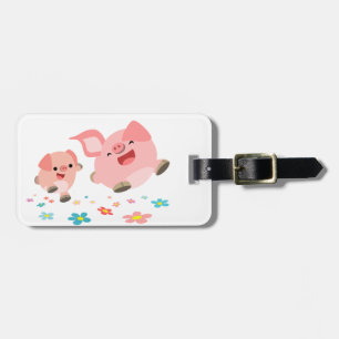 Det är Vår!-Två Cute Tecknad Grisar Luggage Tag Bagagebricka