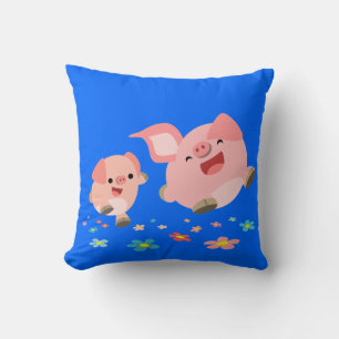 Det är Vår!-Två Cute Tecknad Grisar Pillow Kudde