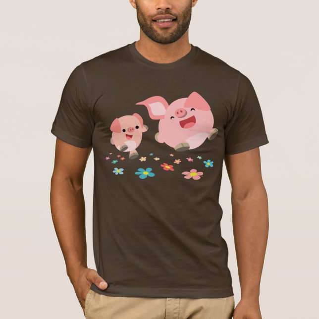 Det är Vår!-Två Cute Tecknad Grisar T-Shirt (Framsida)