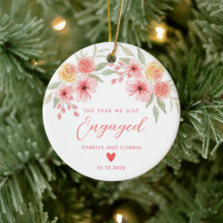 Det år vi blev förlovade Blommig förlovningspresen Julgransprydnad Keramik