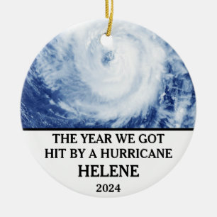 Det år vi har slå av en orkan Helene 2024 Julgransprydnad Keramik