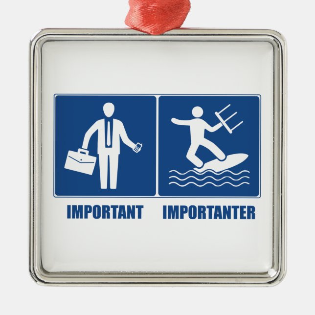 Det är viktigt med arbete, Kitesfing är viktigt Julgransprydnad Metall (Framsidan)