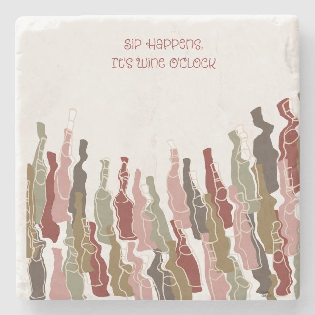 Det är Vin O'Clock Marble Underlägg (Framsidan)