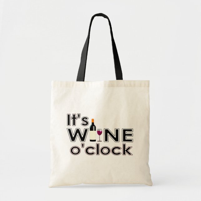 Det är Vin O'Clock Tote Bag Tygkasse (Framsidan)