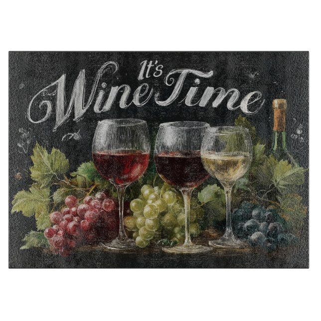 "Det är Vin-tid" Rustic Chalkboard Art (Framsidan)