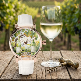 Det är vinets timme akvarell vingård vitt vin armbandsur