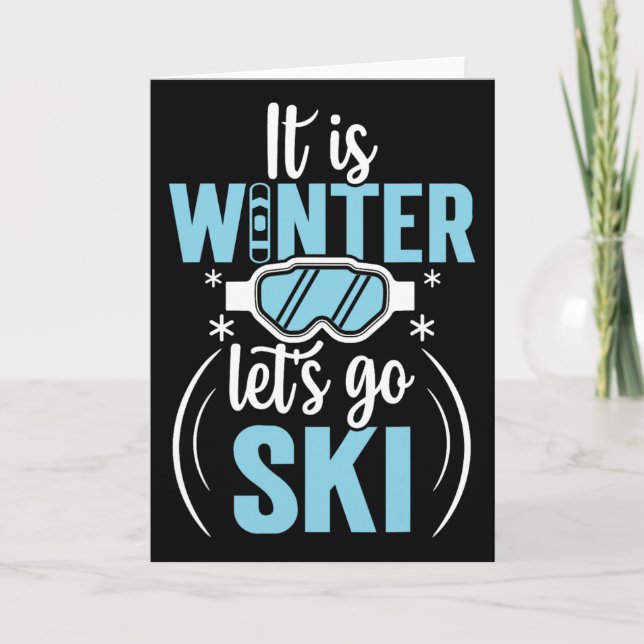 Det Är Vinter Låt Oss Åka Skidåkning  Kort (Framsida)