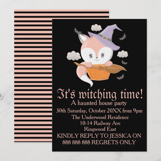 DET ÄR VITTNINGSTID HALLOWEEN FEST INBJUDNINGAR (Fram/baksida)