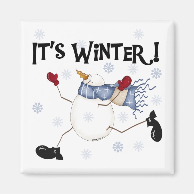 Det är Winter Snögubbe Helgdagar Magnet (Framsidan)