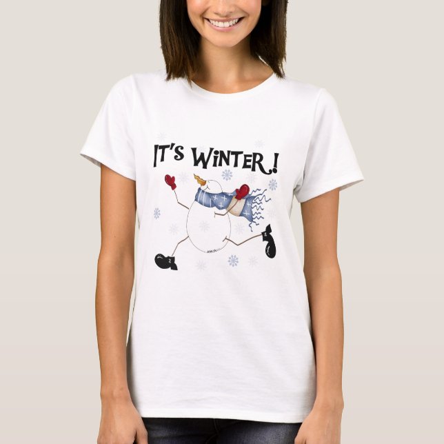 Det är Winter Snögubbe Helgdagar Tee Shirt (Framsida)