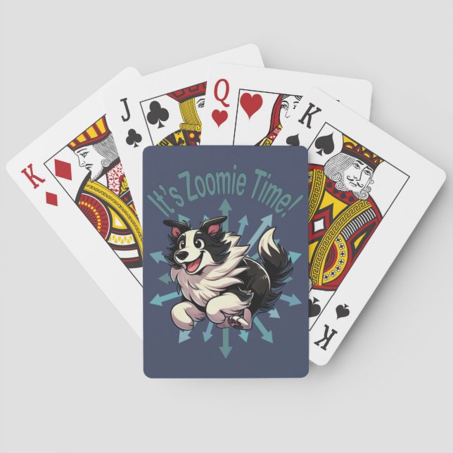 Det är Zoomie-tid Border Collie Casinokort (Baksidan)