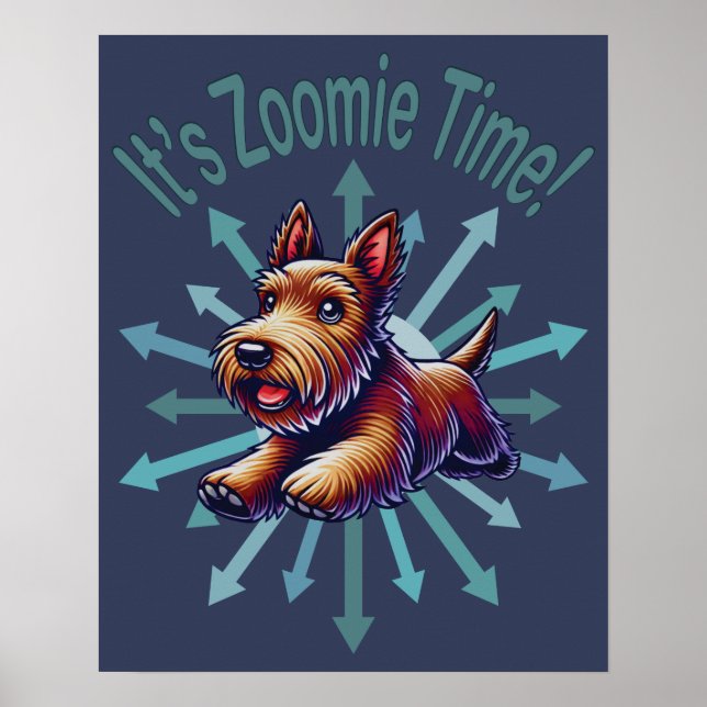 Det är Zoomie-tid Brun Scotty Poster (Framsidan)