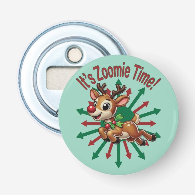 "Det är Zoomie-tid! Julens renar" Flasköppnare (Framsidan)