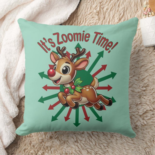 "Det är Zoomie-tid! Julens renar" Kudde (Filt)