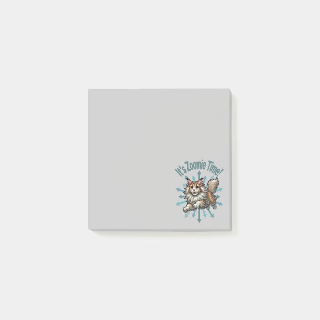Det är Zoomie-tid Maine Coon Katt Post-it Block (Framsida)
