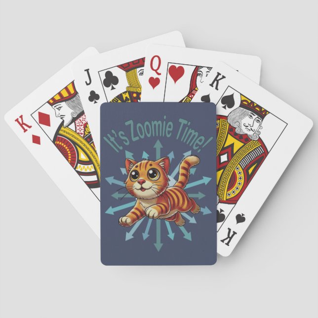 Det är Zoomie-tid Orange Tabby Katt Casinokort (Baksidan)