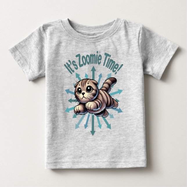 Det är Zoomie-tid Scottish Fold Katt T Shirt (Framsida)