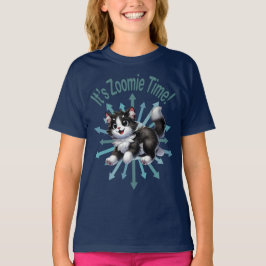 Det är Zoomie-tid Söt svart-vit katt T Shirt