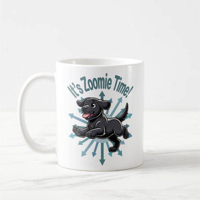 Det är Zoomie-tid Svart Labrador Kaffemugg (Vänster)