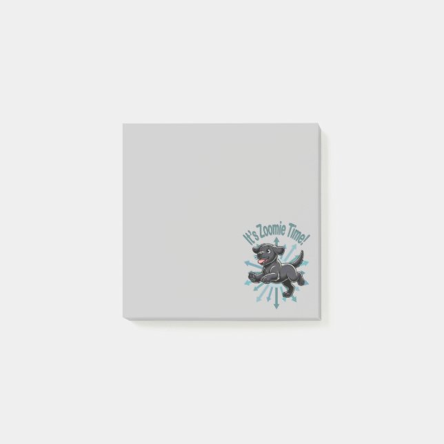 Det är Zoomie-tid Svart Labrador Post-it Block (Framsida)