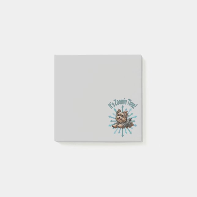 Det är Zoomie-tid Yorkshire Terrier Post-it Block (Framsida)