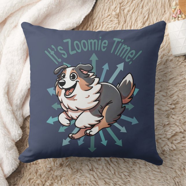Det är Zoomie Time Australian shepherd Kudde (Filt)