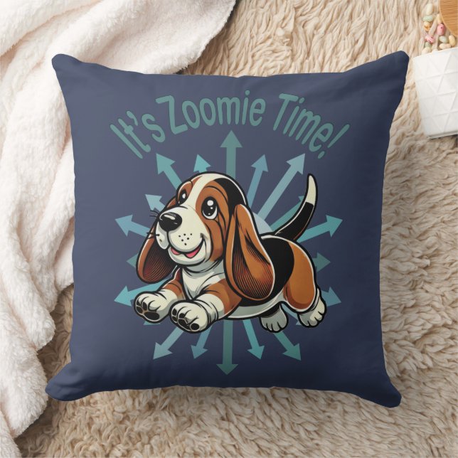 Det är Zoomie Time Basset Hound Kudde (Filt)