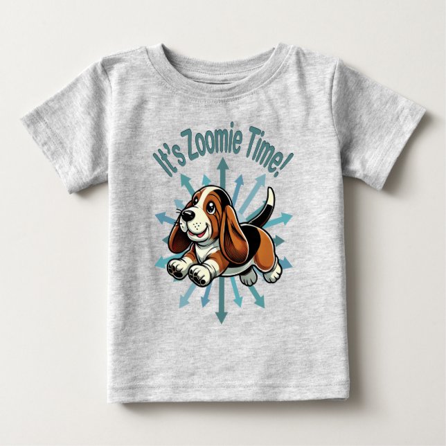 Det är Zoomie Time Basset Hound T Shirt (Framsida)