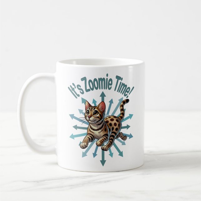 Det är Zoomie Time Bengal Cat Kaffemugg (Vänster)