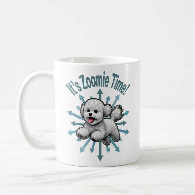 Det är Zoomie Time Bichon Frise Kaffemugg (Vänster)