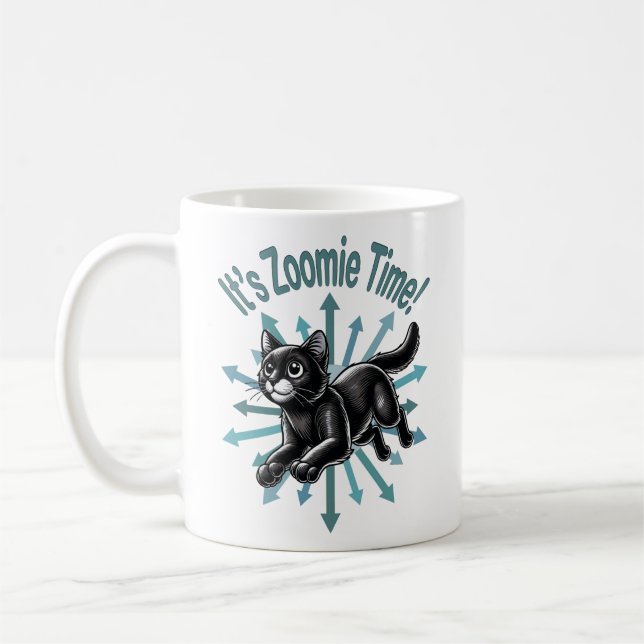 Det är Zoomie Time Black Cat Kaffemugg (Vänster)