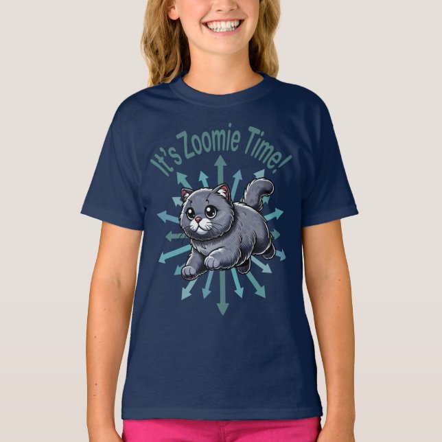 Det är Zoomie Time Brittisk korthårig katt T Shirt (Framsida)