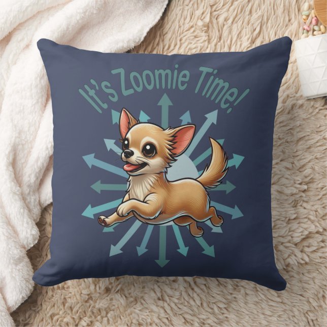 Det är Zoomie Time Chihuahua Kudde (Filt)