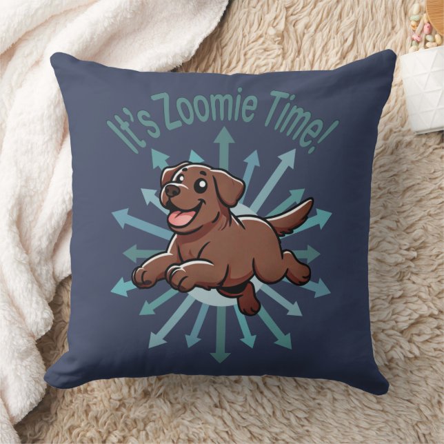 Det är Zoomie Time Chocolate Lab Kudde (Filt)