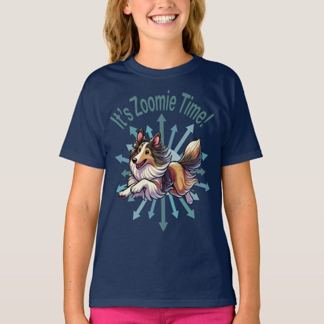 Det är Zoomie Time Collie T Shirt (Framsida)