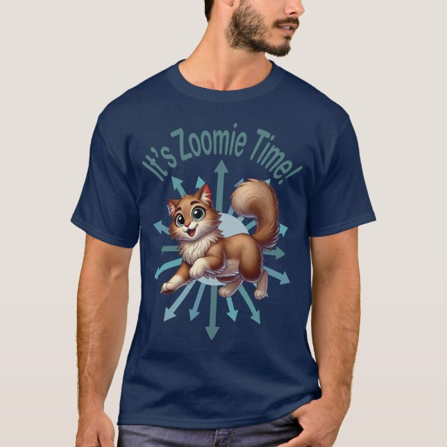 Det är Zoomie Time Cute Brown & White Cat T Shirt (Framsida)