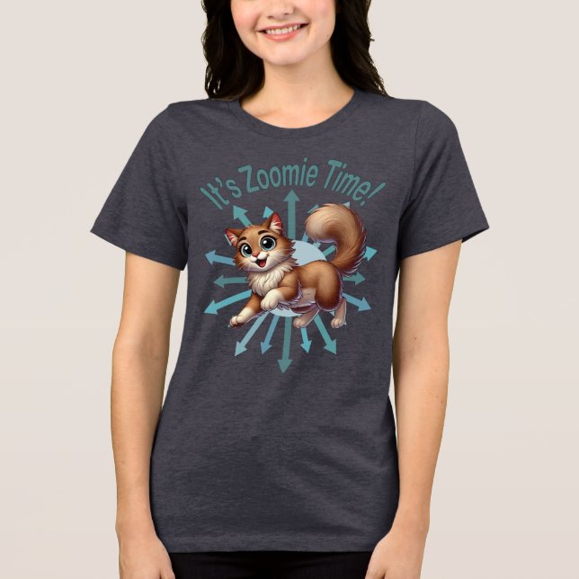 Det är Zoomie Time Cute Brown & White Cat T Shirt (Framsida)
