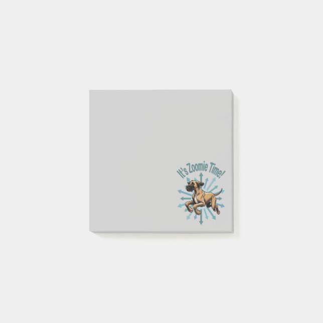Det är Zoomie Time Great dane Post-it Block (Framsida)