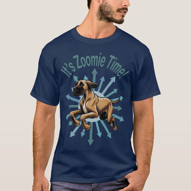 Det är Zoomie Time Great dane T Shirt (Framsida)