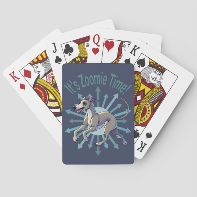 Det är Zoomie Time Greyhound Casinokort (Baksidan)