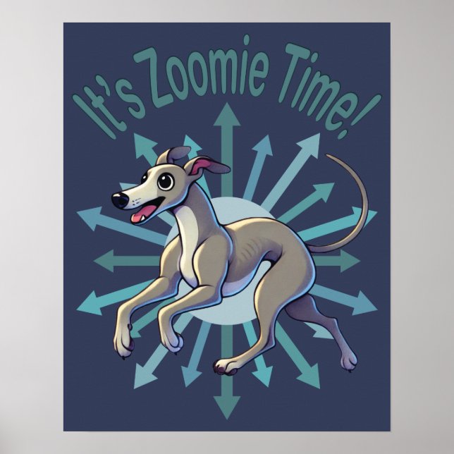Det är Zoomie Time Greyhound Poster (Framsidan)