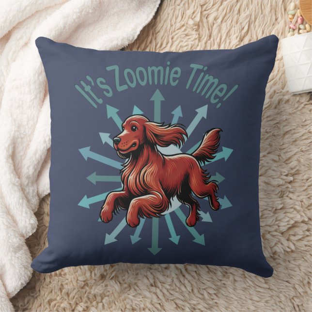 Det är Zoomie Time Irish Setter Kudde (Filt)