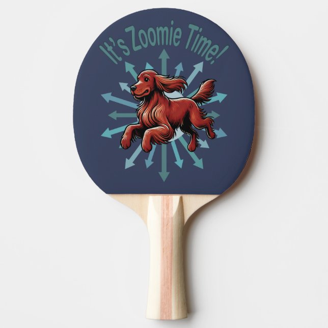 Det är Zoomie Time Irish Setter Pingisracket (Framsidan)