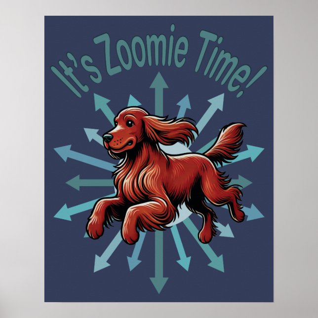 Det är Zoomie Time Irish Setter Poster (Framsidan)