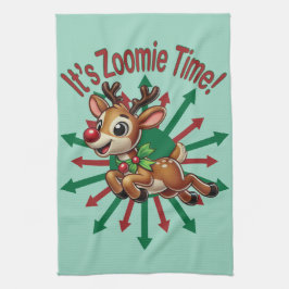 "Det är Zoomie Time! Julrenar Kökshandduk