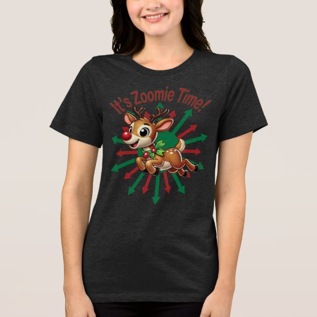 "Det är Zoomie Time! Julrenar T Shirt (Framsida)