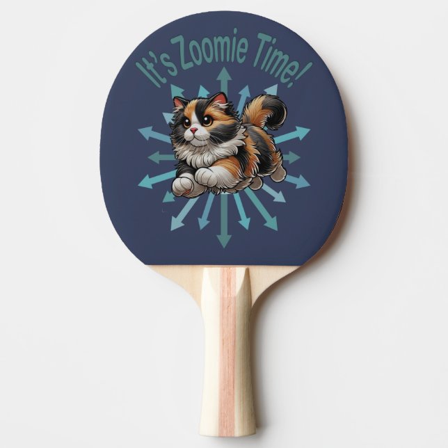 Det är Zoomie Time Kalico Katt Pingisracket (Framsidan)